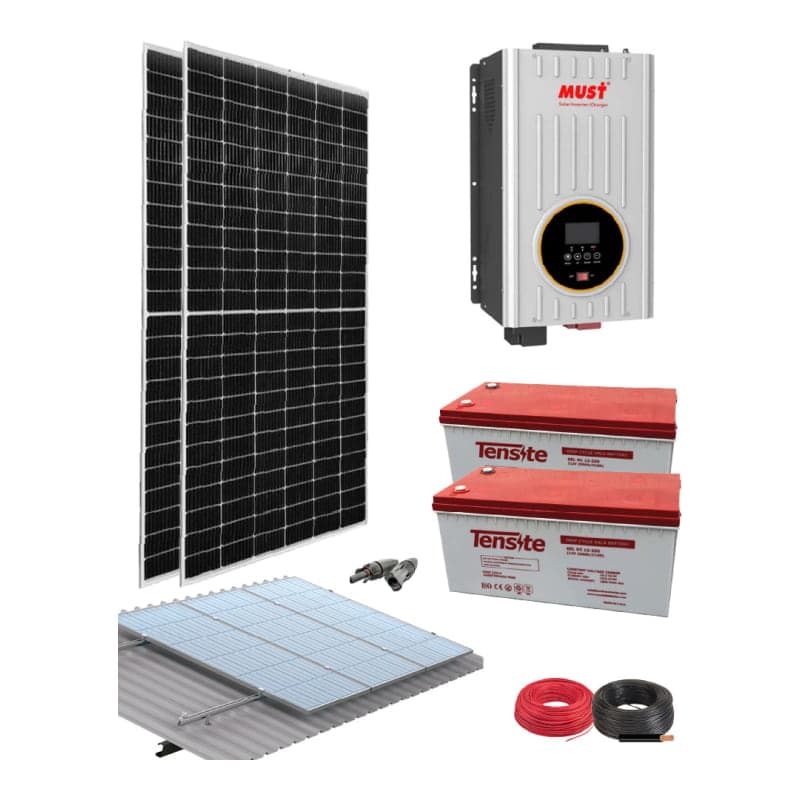 Kit solar aislada · 1000W 24V 4550Wh/día (GEN-KIT-AISLADO-1000W-24V-4550WH/DIA)