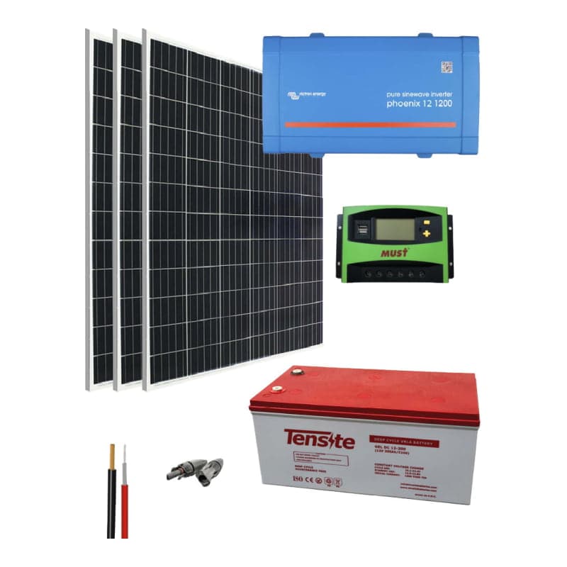 Kit solar GEL · 800VA 12V 3000Wh/día (GEN-KIT-AISLADO-GEL-800VA-12V-3000WH/DIA)