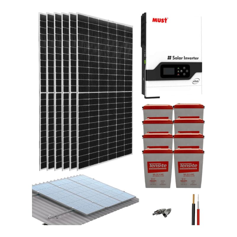 Kit solar GEL Tensite · 5000W 48V 13650Wh/día (GEN-KIT-AISLADO-GEL-TENSITE-5000W-48V-13650WH/DIA)