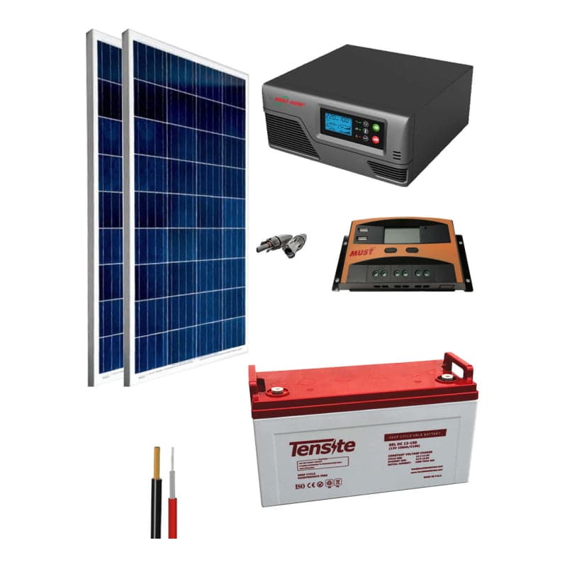 Kit solar aislada · 300W 12V 1500Wh/día (GEN-KIT-AISLADO-300W-12V-1500WH/DIA)