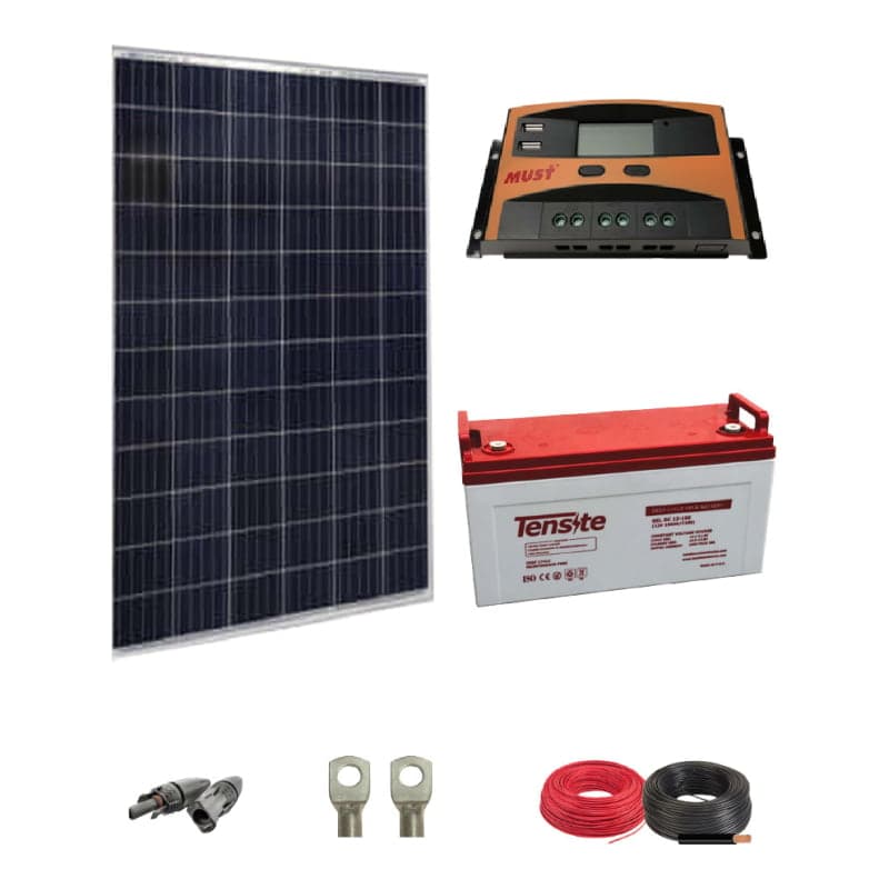 Kit panel solar · 200W 12V con batería (GEN-KIT-AISLADO-200W-12V)