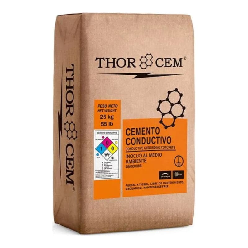 Cemento conductivo para pozo a tierra THOR CEM · 25kg (GEN-CEMENTO-CONDUCTIVO-POZO-THOR-CEM-25KG)