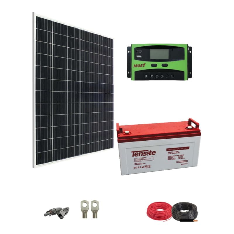 Kit panel solar · 200W 150Ah 12V (GEN-KIT-AISLADO-200W-150AH-12V)
