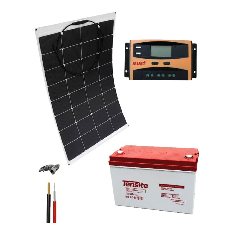 Kit solar flexible de emergencia · 12V 750Wh/día (GEN-KIT-SOLAR-FLEXIBLE-EMERGENCIA-12V-750WH/DIA)