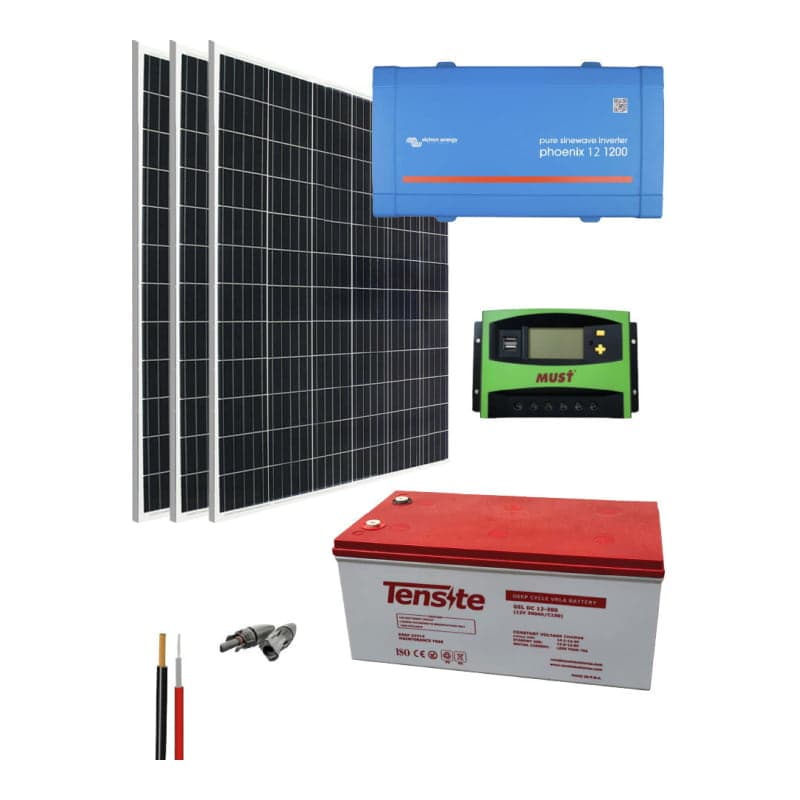 Kit solar fotovoltaico aislada · 1200VA 12V 3000Wh/día (GEN-KIT-AISLADO-1200VA-12V-3000WH/DIA)