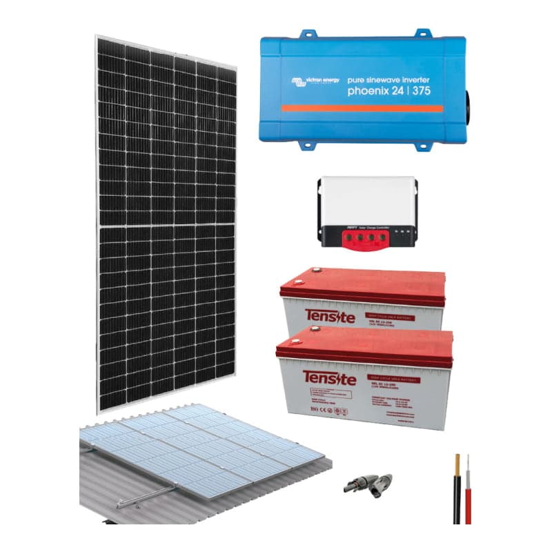 Kit solar cámaras · 375VA 24V 2275Wh/día (GEN-KIT-AISLADO-375VA-24V-2275WH/DIA)