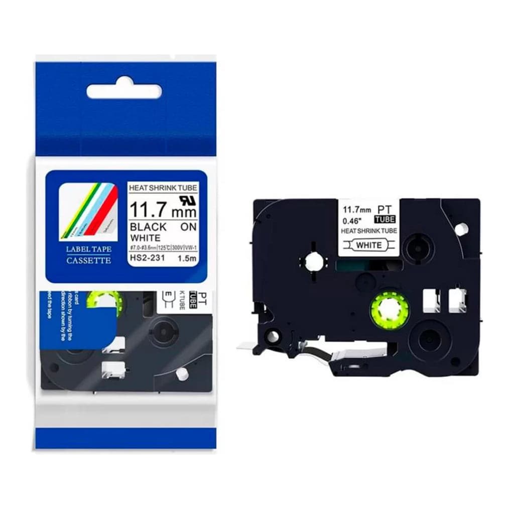 Cinta termocontraíble compatible Brother HS2-231 · 12mm x 1.5m blanca