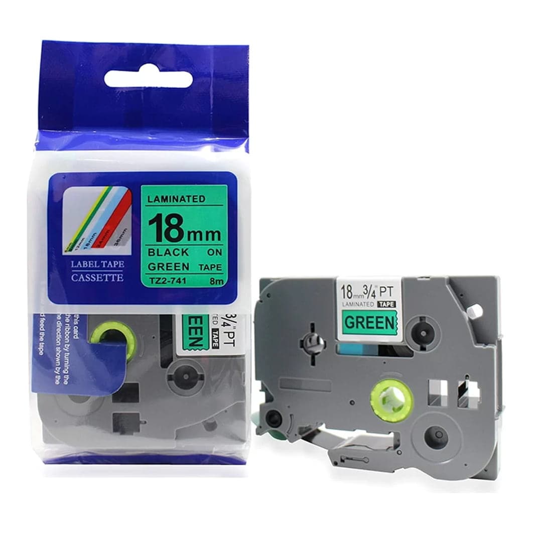 Cinta compatible Brother TZ2-741 · 18mm x 8m verde