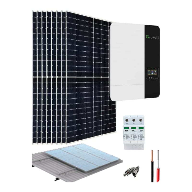 Kit sistema fotovoltaico Growatt · 48V 18200Wh/día (GEN-KIT-AISLADO-GROWATT-48V-18200WH/DIA)