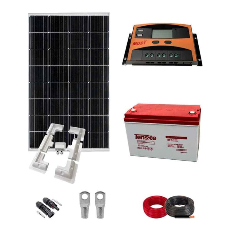 Kit panel solar Tensite · 200W batería 100Ah (GEN-KIT-AISLADO-TENSITE-200W-100AH)