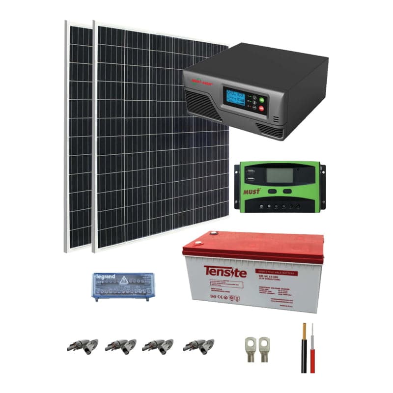 Kit solar fotovoltaico · 800W 12V 3000Wh/día (GEN-KIT-AISLADO-800W-12V-3000WH/DIA)