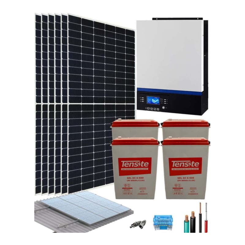 Kit solar instalación aislada · 3000W 24V 13600Wh/día (GEN-KIT-AISLADO-3000W-24V-13600WH/DIA)