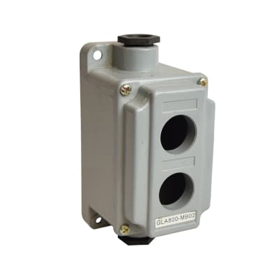 Caja vacía metálica para pulsador GQELE GLA800-MB02 · 2 orificios 22mm