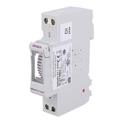 Interruptor horario analógico diario GRASSLIN TA211MINI · 230VAC/110VDC, 48 programas