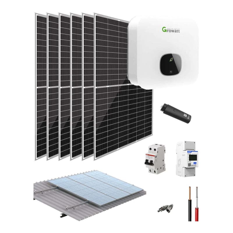 Kit solar conectado red GROWATT · 2500W 13650Wh/día (GROWATT-KIT-RED-2500W-13650WH/DIA)