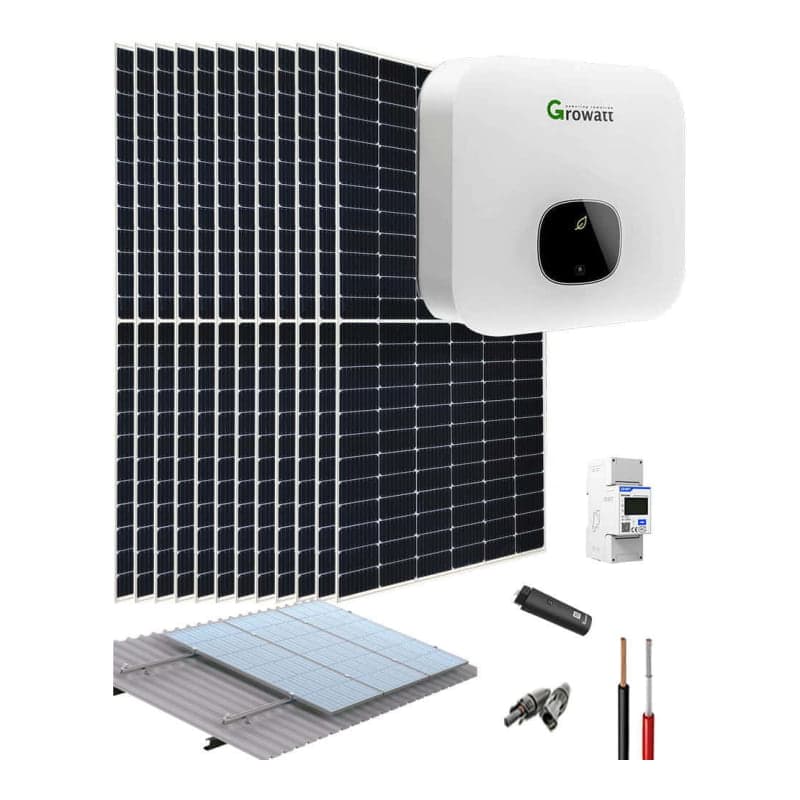 Kit solar conectado red GROWATT · 5000W 27000Wh/día (GROWATT-KIT-RED-5000W-27000WH/DIA)