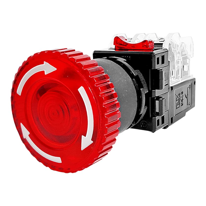 Imagen referencial de la serie: Pulsador de emergencia con LED HANYOUNG NUX MRA-TR1A0R · 220VAC