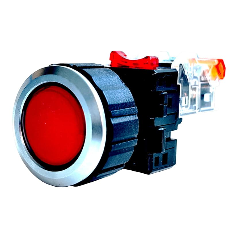 Pulsador HANYOUNG NUX MRF-AM1R · 30mm aluminio rojo