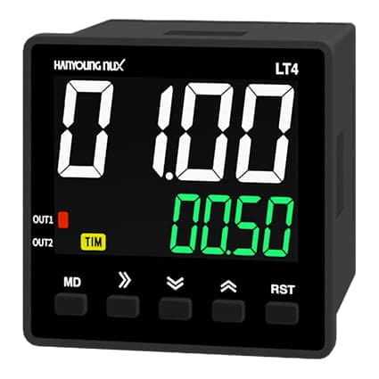Temporizador digital multifunción HANYOUNG NUX LT4 · 48x48mm 8 pines 24–240V AC/DC, 7 modos