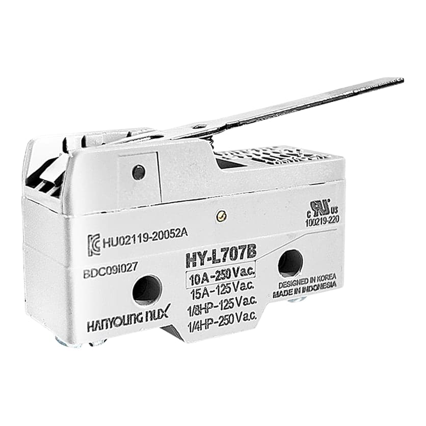 Microswitch HANYOUNG NUX HY-L707B · palanca mediana