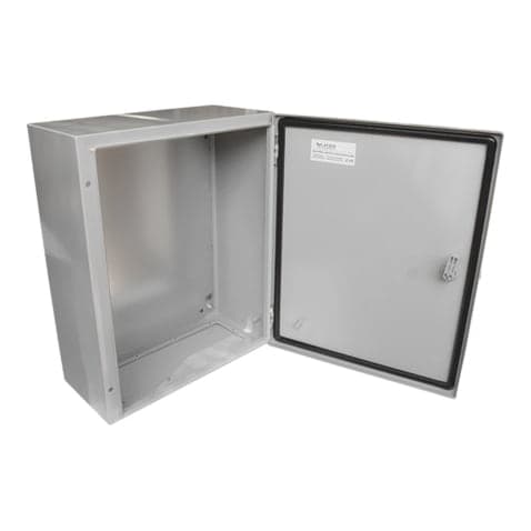 Imagen referencial de la serie: Tablero metálico para adosar HIMEL · 400x300x200mm con PB IP66 RAL7035 (HIMEL-400X300X200H)
