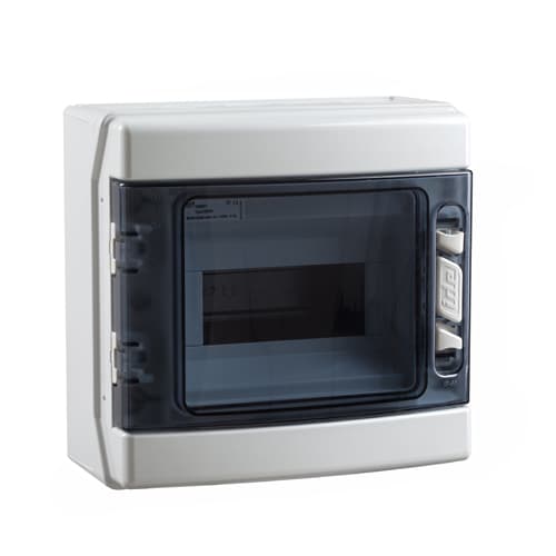 Tablero libre halógeno adosable con puerta fumé IDE CDP8PT · 8 polos sin tierra UV IP65 IK08