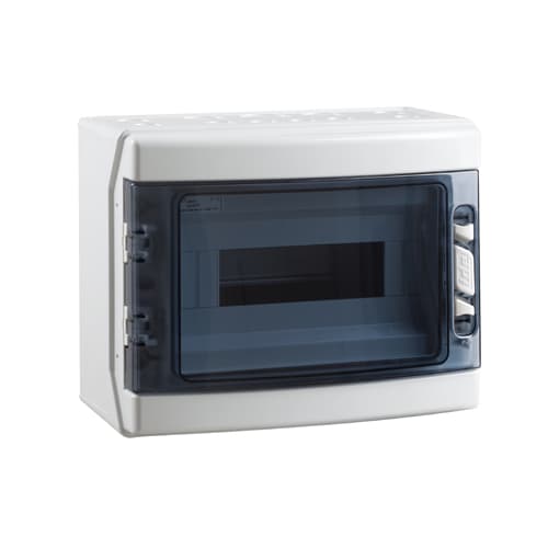 Tablero libre halógeno adosable con puerta fumé IDE CDP12PT · 12 polos sin tierra UV IP65 IK0