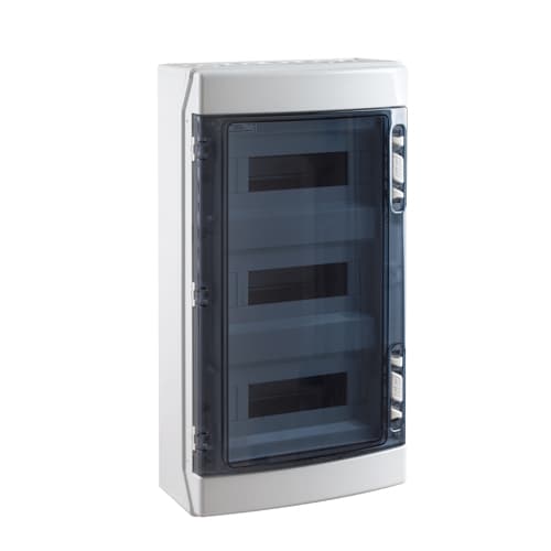 Tablero libre halógeno adosable con puerta fumé IDE CDP36PT3F · 36 (3x12) polos sin tierra UV