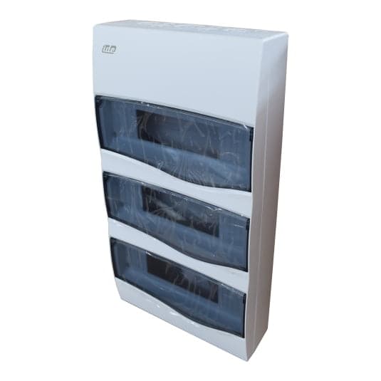 Tablero libre halógeno adosable con puerta fumé IDE BV36PT · 36 polos sin tierra IP40 IK08