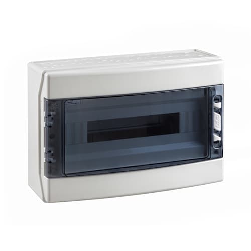 Tablero libre halógeno adosable con puerta fumé IDE CDP18PT · 18 polos sin tierra UV IP65 IK0