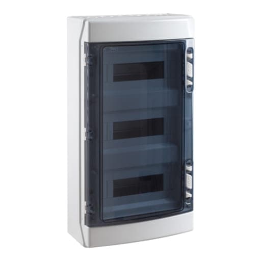 Imagen referencial de la serie: Tablero libre halógeno de ABS adosable con puerta IDE CDN36PT2F · fumé 36 (2x18) polos sin