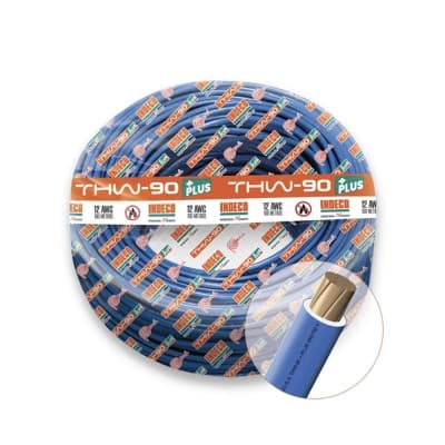 Cable INDECO 10055701 · THW-90+Plus 12 AWG 750V aislamiento PVC azul, clase 2, x rollo (rollo 100m)