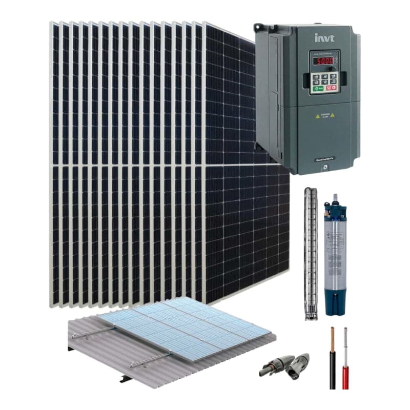 Kit bombeo solar directo sumergible INVT · 11kW 400V con bomba 7.5HP (INVT-KIT-BOMBEO-11KW-400V-7.5HP)