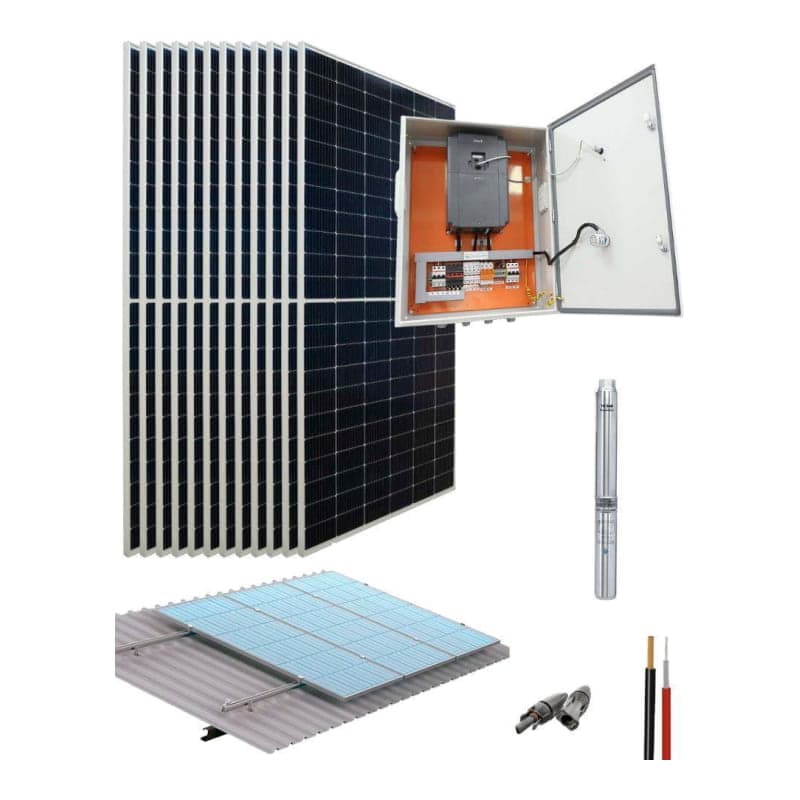 Kit bomba de agua con panel solar INVT · 7.5HP 380V (INVT-KIT-BOMBEO-7.5HP-380V)