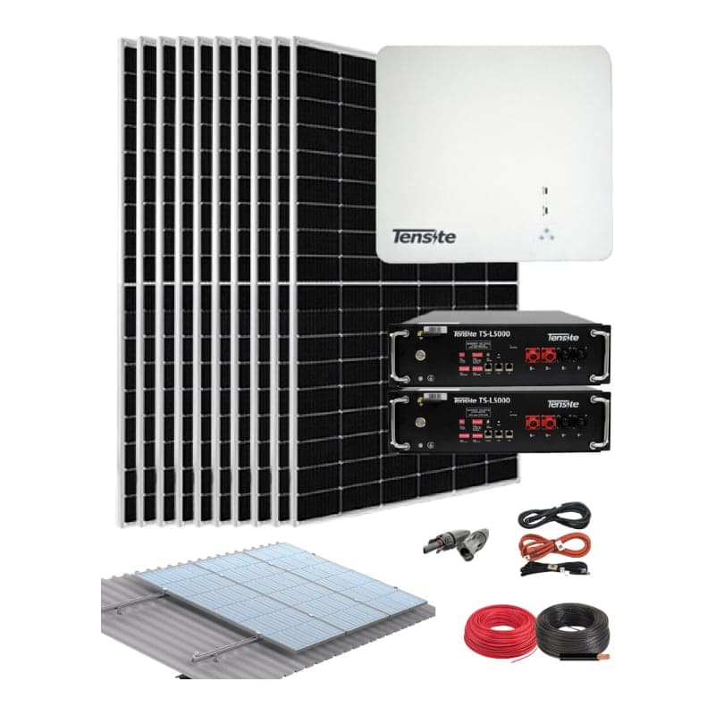 Kit fotovoltaico híbrido JA SOLAR Tensite · 5kW 25kWh/día (JASOLAR-KIT-HIBRIDO-TENSITE-5KW-25KWH/DIA)