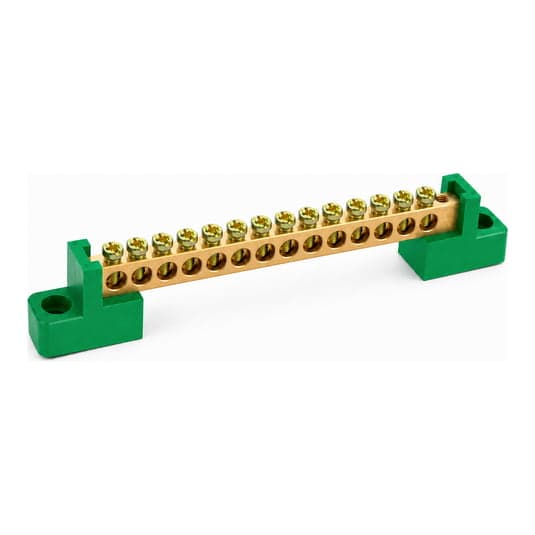 Bornera de tierra KASEEY T001-0812/14G · 8x12mm 14 puntos PVC verde