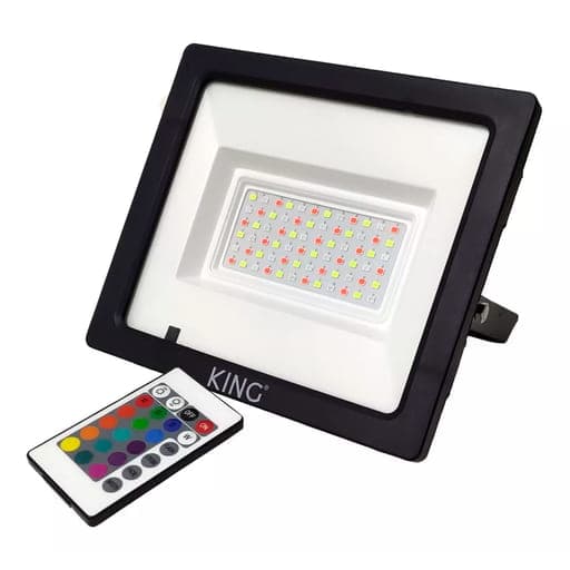 Reflector LED KING KFL50-RGB · 50W AC185-260V RGB control remoto rf