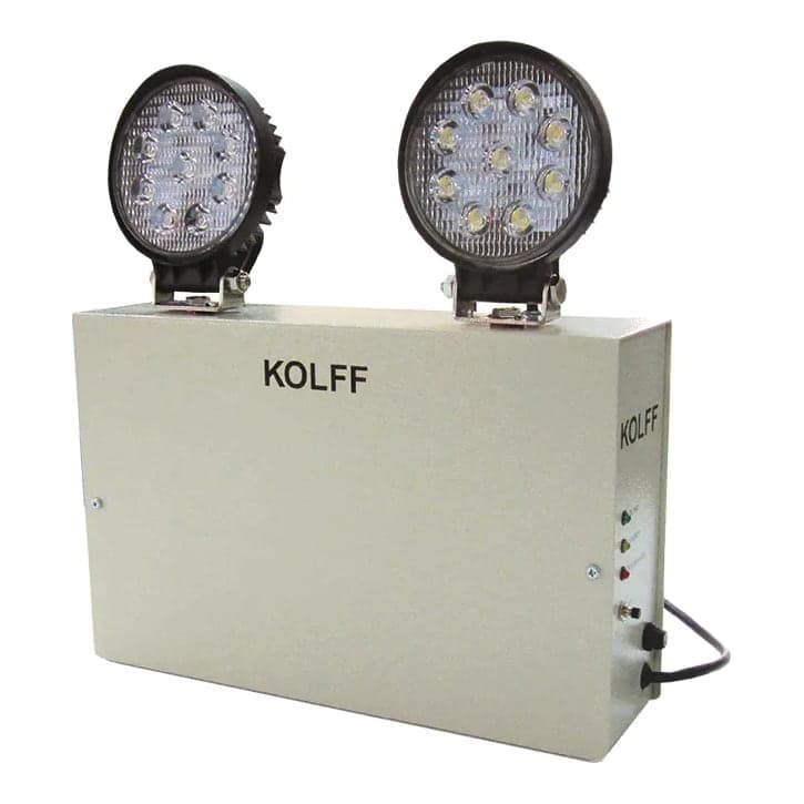 Luminaria de emergencia LED KOLFF · 2x18W, 5H, IP42, 800MT2, interior (3,460 LÚMENES) KC-2000 LED (KOLFF-LUMINARIA-2X18W-5H-800MT2-3460-2000)