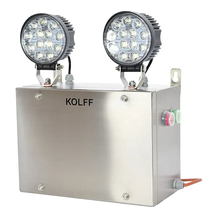 Luminaria de emergencia LED KOLFF · 2x28W, 5H, IP65, 980 MT2, (3,190 LÚMENES) KC-2000 inox LED (KOLFF-LUMINARIA-2X28W-5H-980-3190-2000)