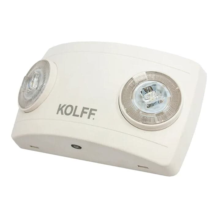 Luminaria de emergencia LED KOLFF · 2x1W, 1H 30 min, IP42 (150 LÚMENES) duo LED (KOLFF-LUMINARIA-EMERGENCIA-LED-1W-2-1H-30-150)