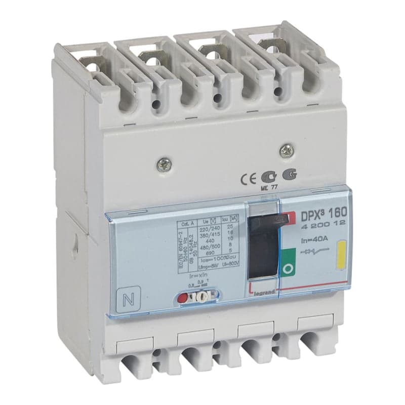 Interruptor termomagnético LEGRAND 420012 · DPX3 160 4P regulable 32A-40A 16kA/400VAC