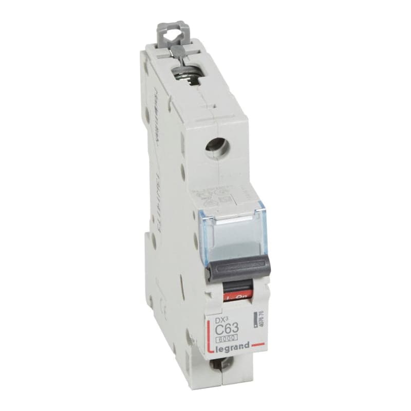 Interruptor termomagnético DIN LEGRAND 407676 · DX3 6000 C63, 1x63A, IEC 60947, 10kA/220VAC