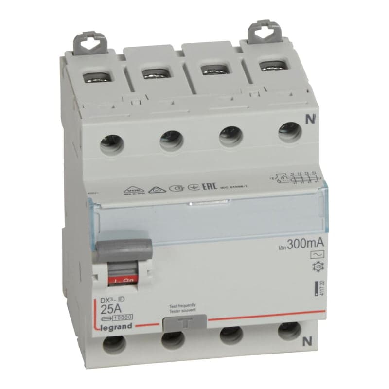 Interruptor diferencial LEGRAND 411722 · DX3 tipo AC 4x25A 300mA 230V