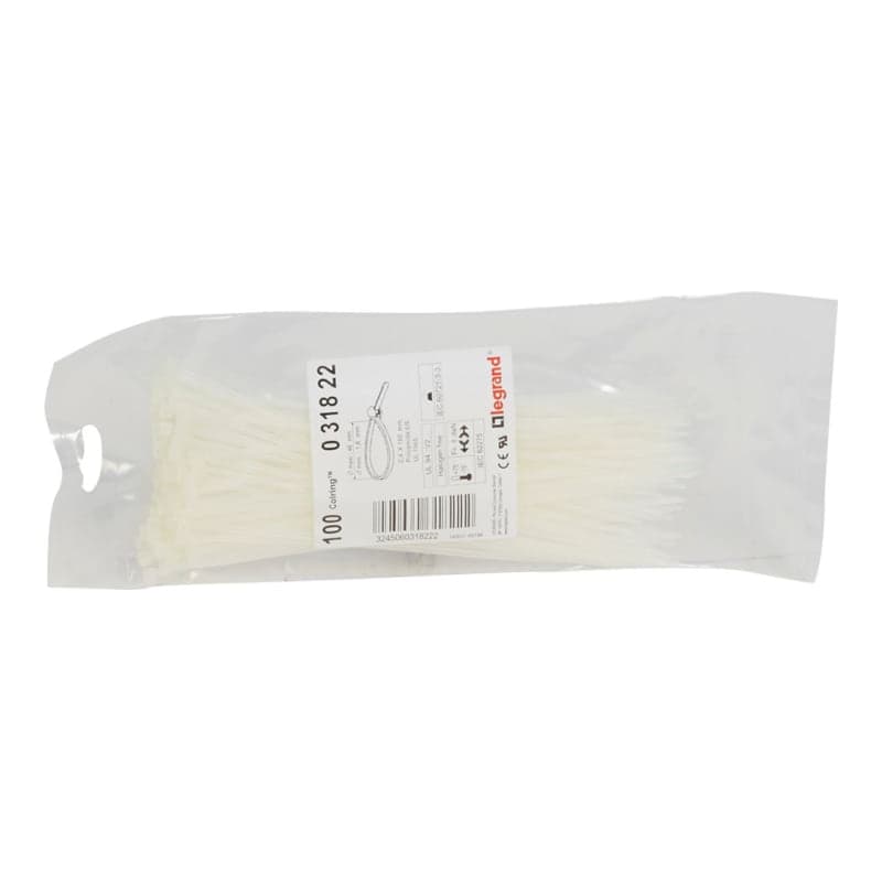 Cintillo amarracable incoloro colring LEGRAND 031822 · 2.4x180 (ANCHO X LARGO) - por unidad