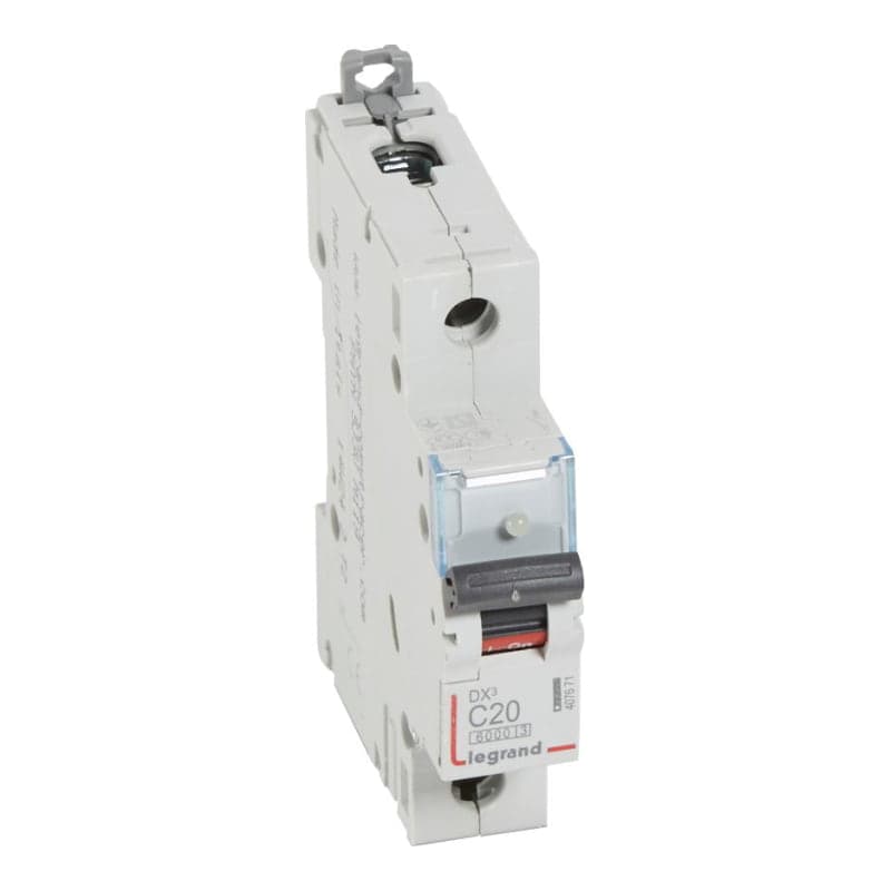 Interruptor termomagnético DIN LEGRAND 407671 · DX3 6000 C20, 1x20A, IEC 60947, 10kA/220VAC