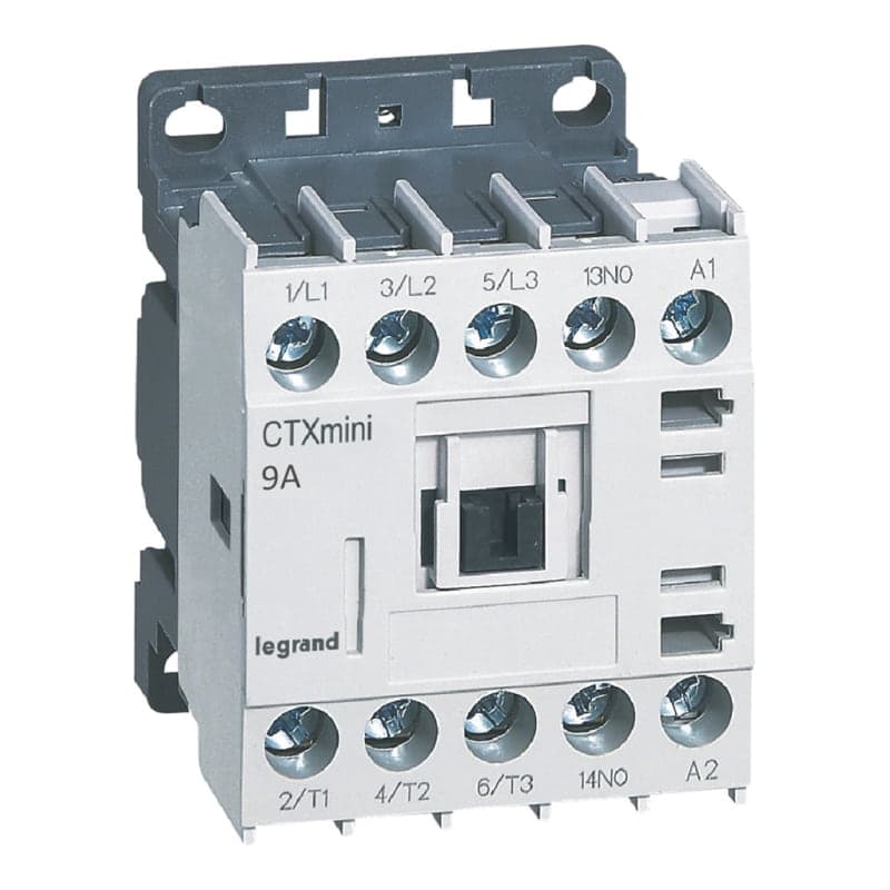 Mini contactor trifásico LEGRAND 417026 · CTX3 de 9A, con 1NA Y bobina de 230VAC
