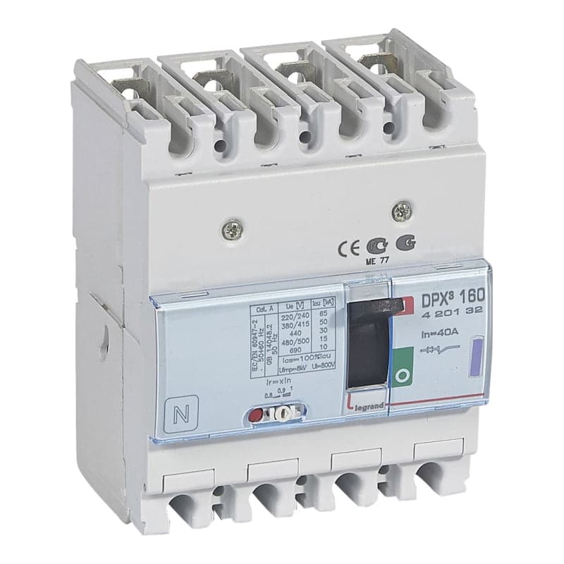 Interruptor termomagnético DPX³ LEGRAND 420132 · 160 4P, regulable de 32A A 40A 50kA/380-415VAC