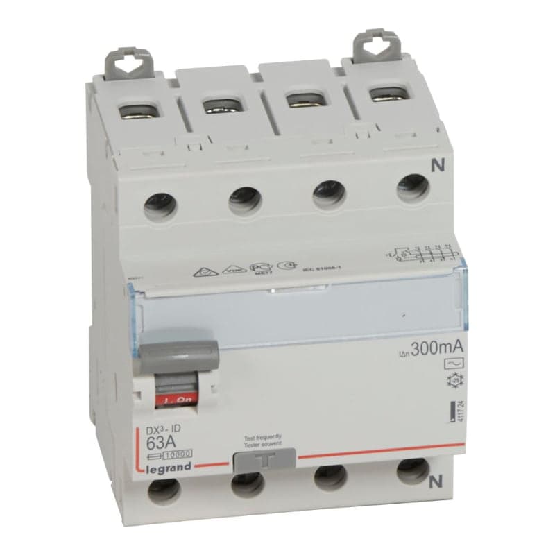 Interruptor diferencial LEGRAND 411724 · DX3 tipo AC 4x63A 300mA 230V