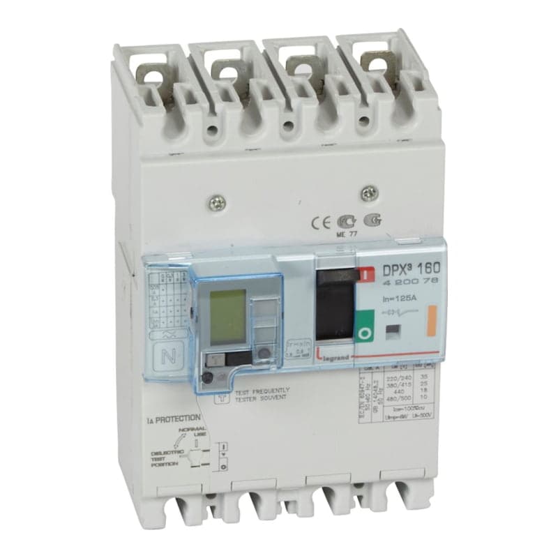 Interruptor diferencial LEGRAND 420076 · DPX3 160 LCD 4P regulable 100A a 125A 25