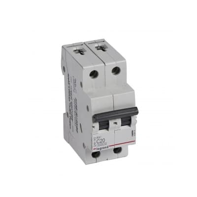Interruptor termomagnético para riel DIN LEGRAND 419874 · RX3 C20 2x20A 10kA/230VAC